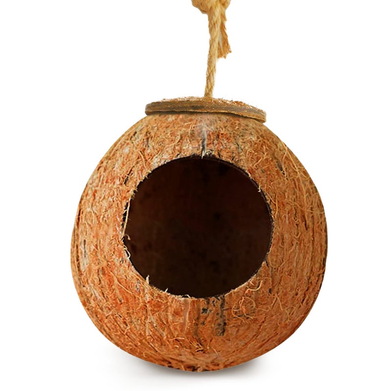 SunGrow Leopard Gecko Coco Hut, Gecko Climbing Accessories, Raw Coconut Shell Reptile Hide, Terrarium Habitat DÃ©cor, 2.5â€ Opening Diameter, with Fiber Loop for Hanging (1-Hole) - Image 2
